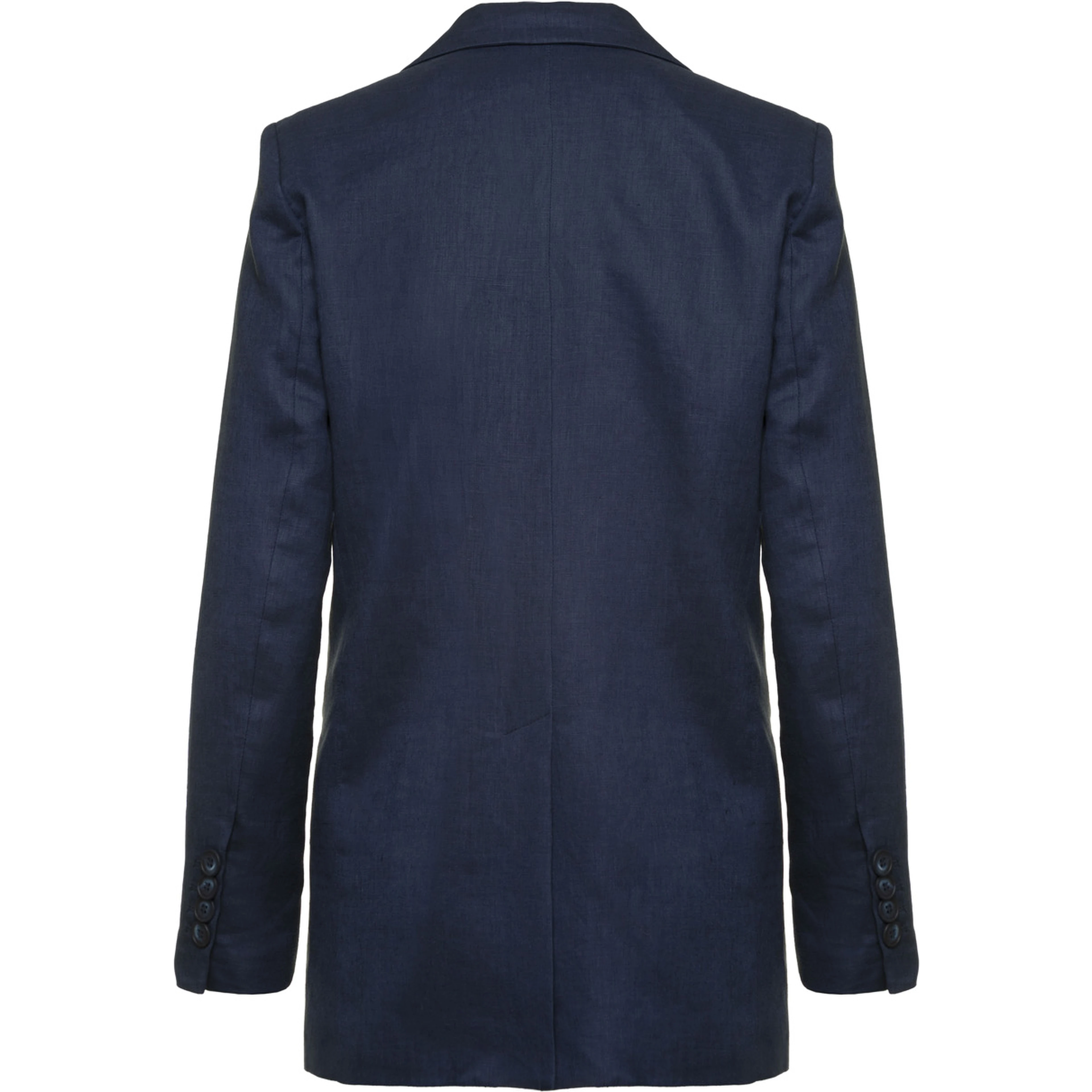 Blue Double-breasted Blazer In Linen Women