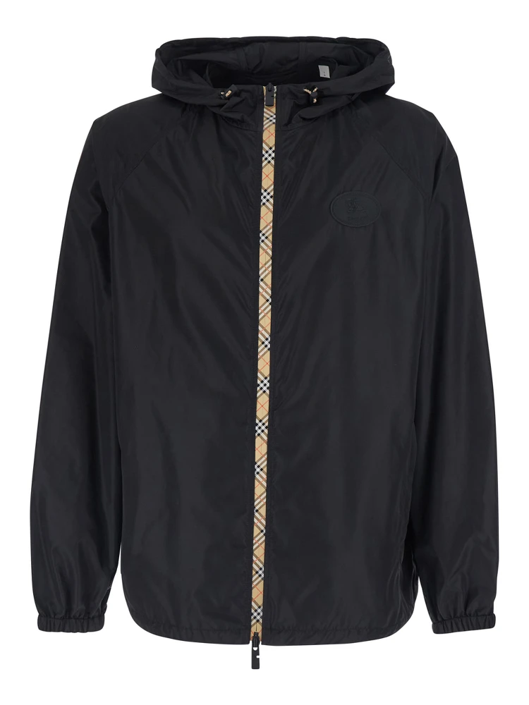 CLAPTON black Jacket with logo patch on the front in tech fabric for men