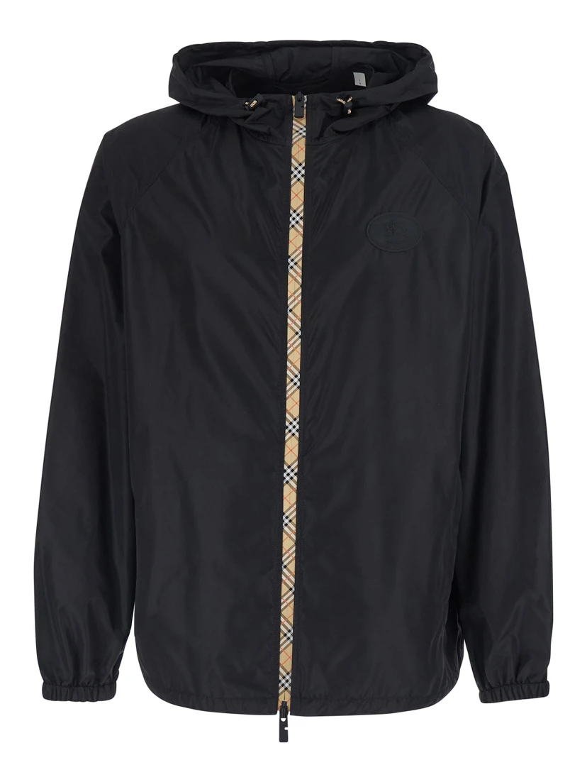 CLAPTON black Jacket with logo patch on the front in tech fabric for men