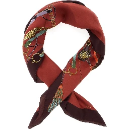 Silk paisley scarf with fringes in orange unisex