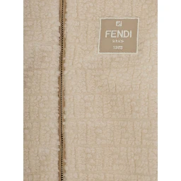 Beige Teddy sweatshirt with logo patch and FF all-over motif in wool blend for boy