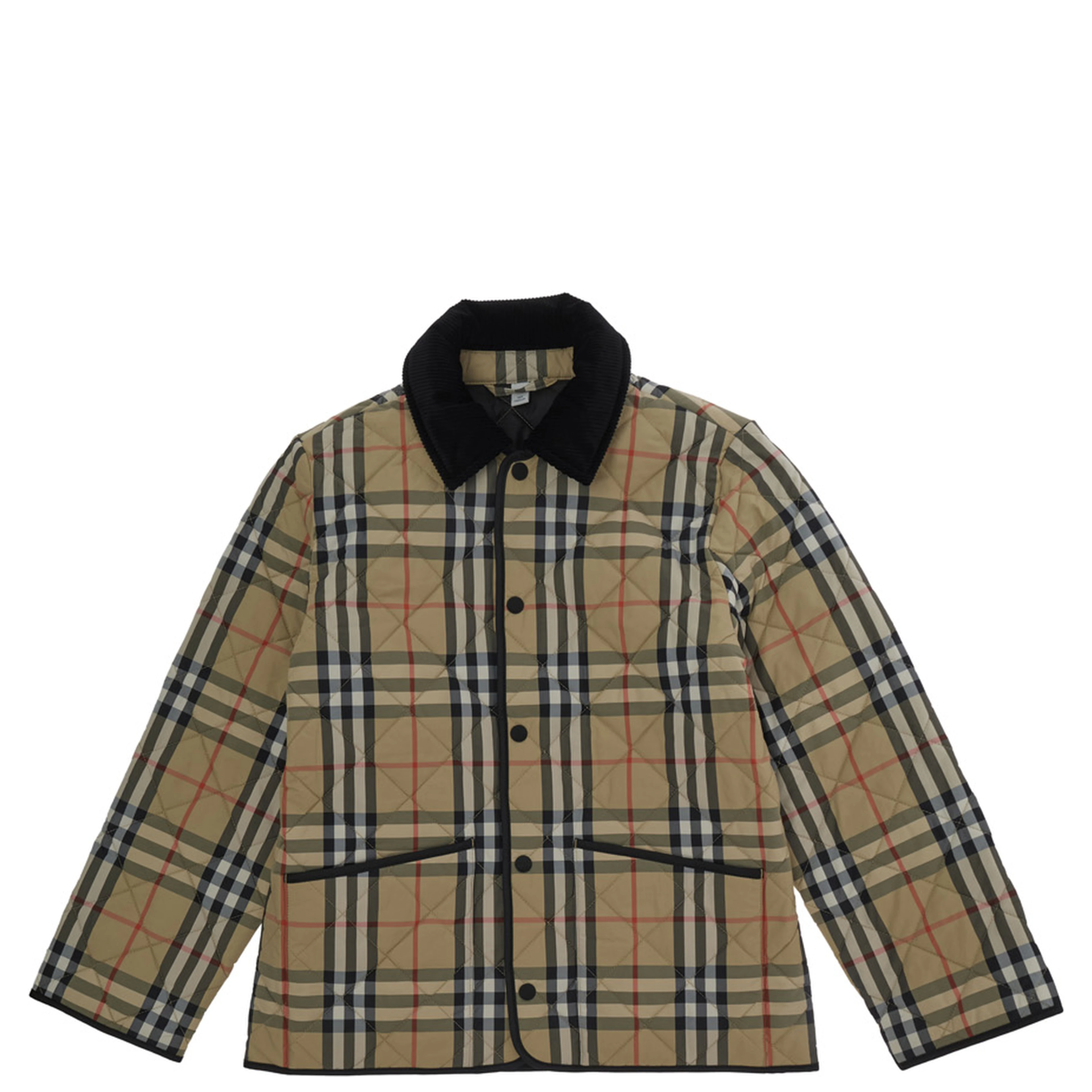 Beige Jacket with all-over Check Motif in Tech Fabric Boy