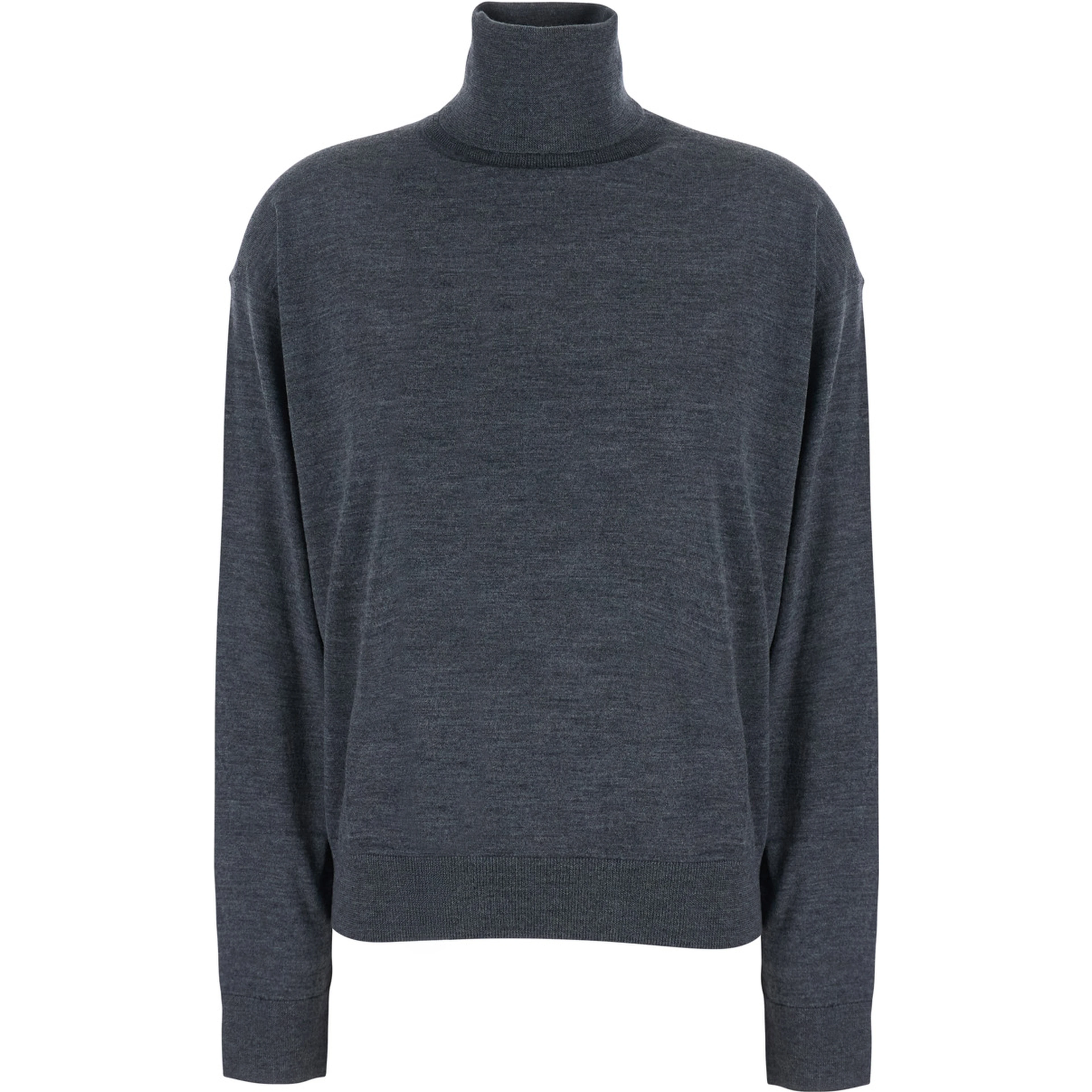FREDA grey Sweater with V-neck in virgin wool for women