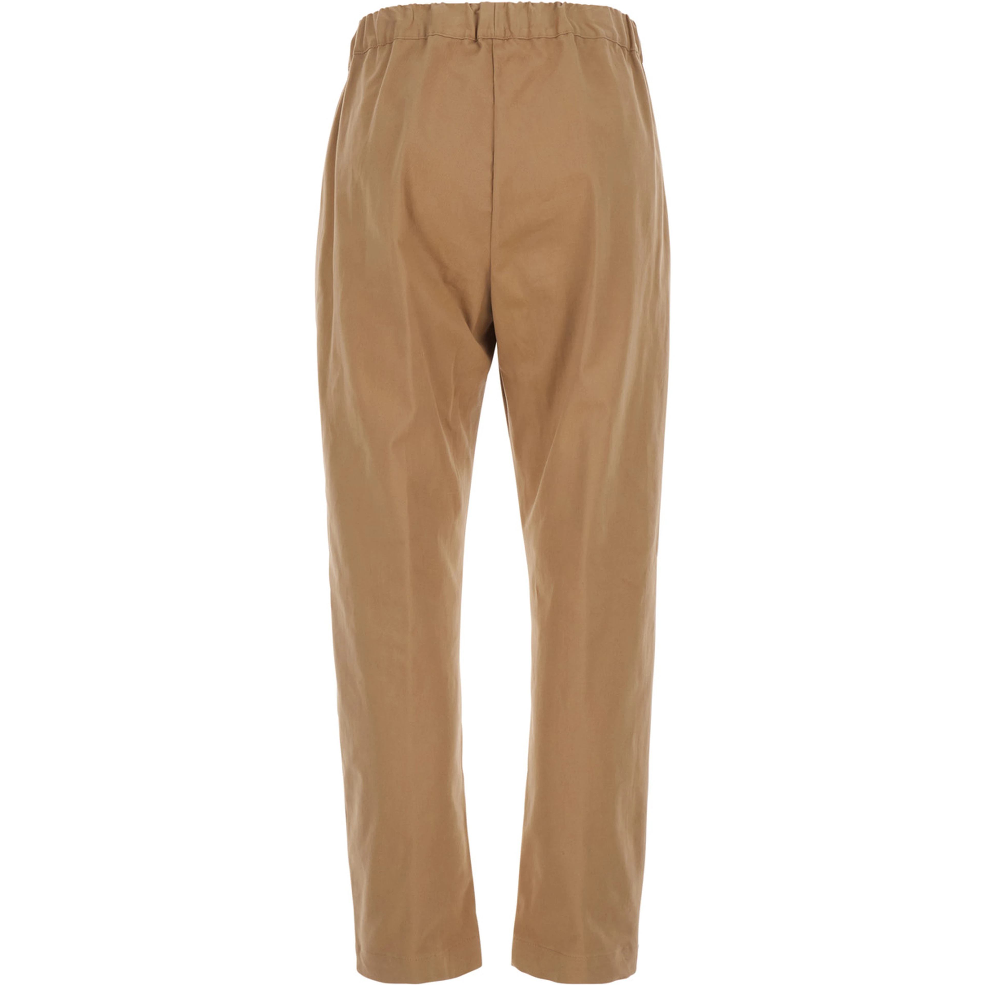Buddy Beige Pants with Elastic Drawstring Waist in Cotton for Women