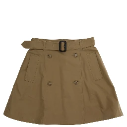 beige Skirt with adjustable waist belt in cotton for Girl