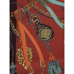 Silk paisley scarf with fringes in orange unisex