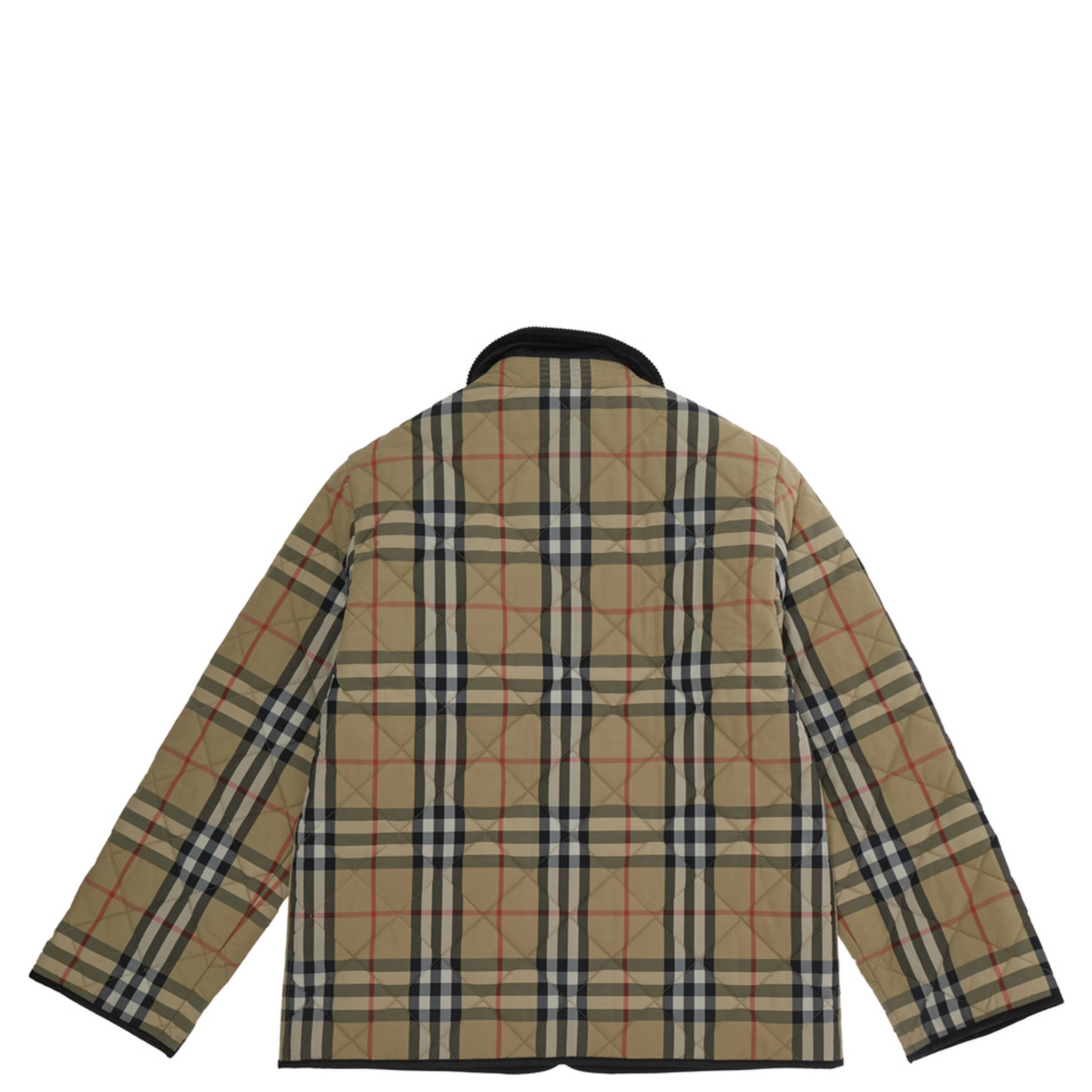 Beige Jacket with all-over Check Motif in Tech Fabric Boy