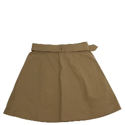 beige Skirt with adjustable waist belt in cotton for Girl