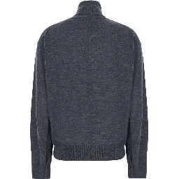 FREDA grey Sweater with V-neck in virgin wool for women
