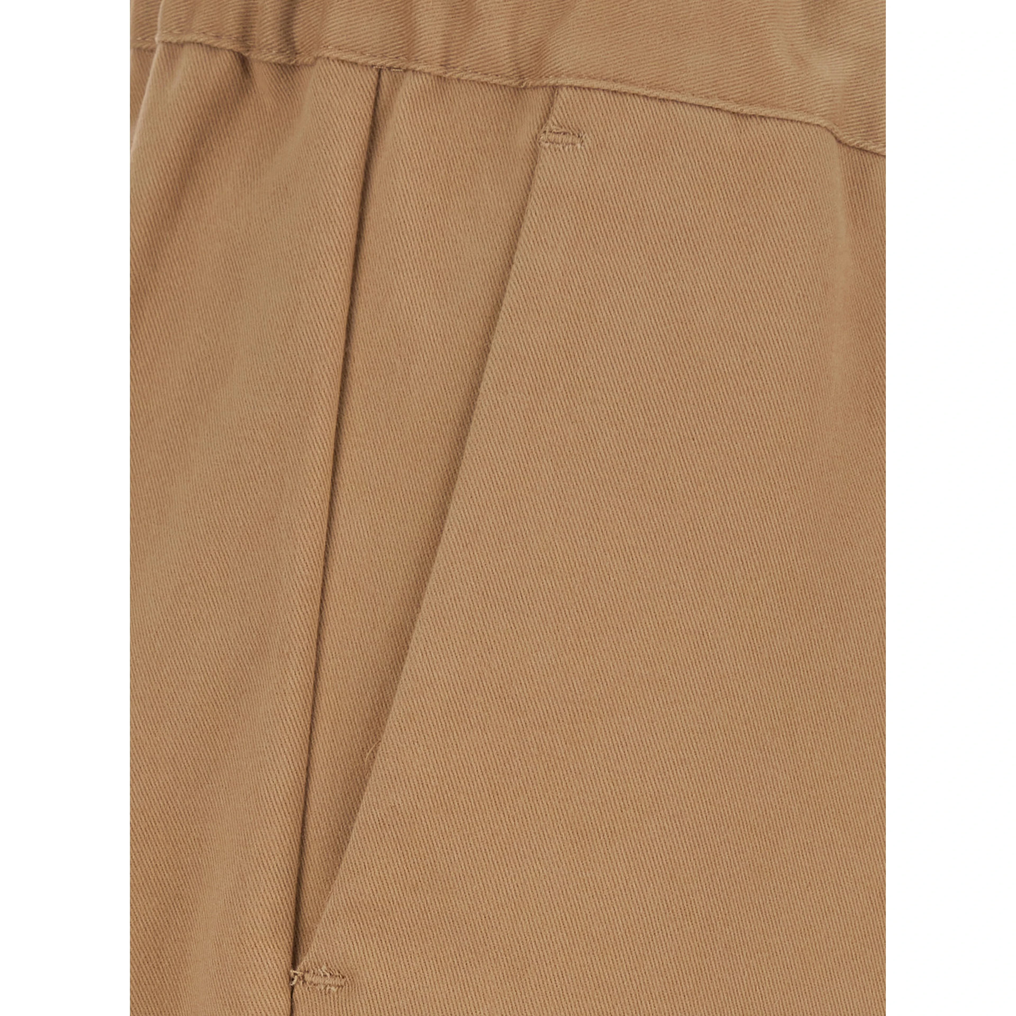Buddy Beige Pants with Elastic Drawstring Waist in Cotton for Women