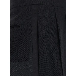 Black High-Waisted Pants with Front Pleats in Wool for Women