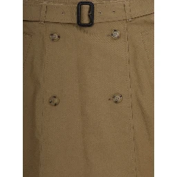 beige Skirt with adjustable waist belt in cotton for Girl