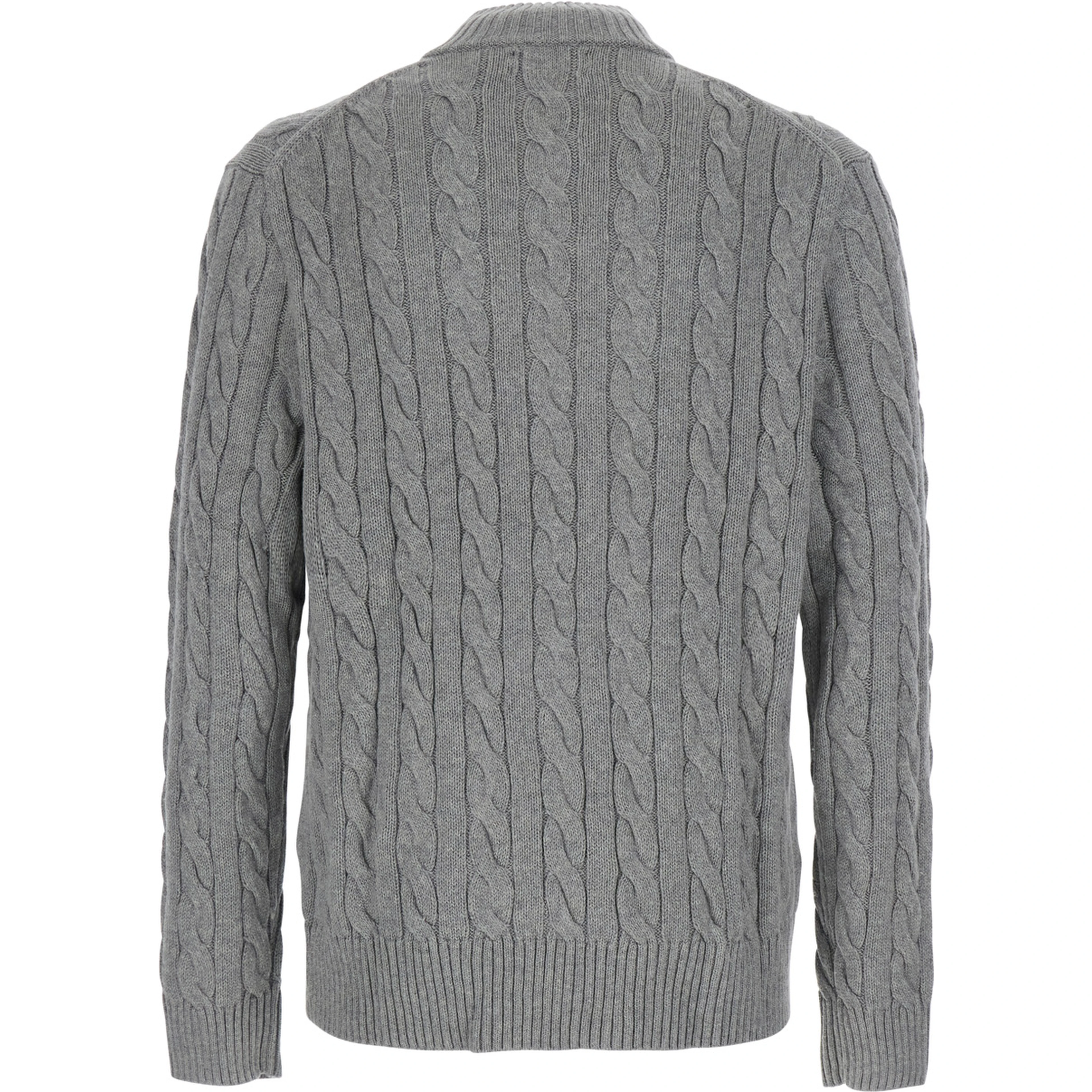 Gray Sweater with half zip on the front and Pony logo on the front in cotton for men