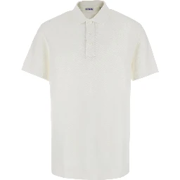 Eddie White Polo Shirt with classic collar and EKD embroidery on the front in cotton for men