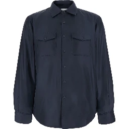 blue Jacket with pointed collar and button closure in Tech Fabric men