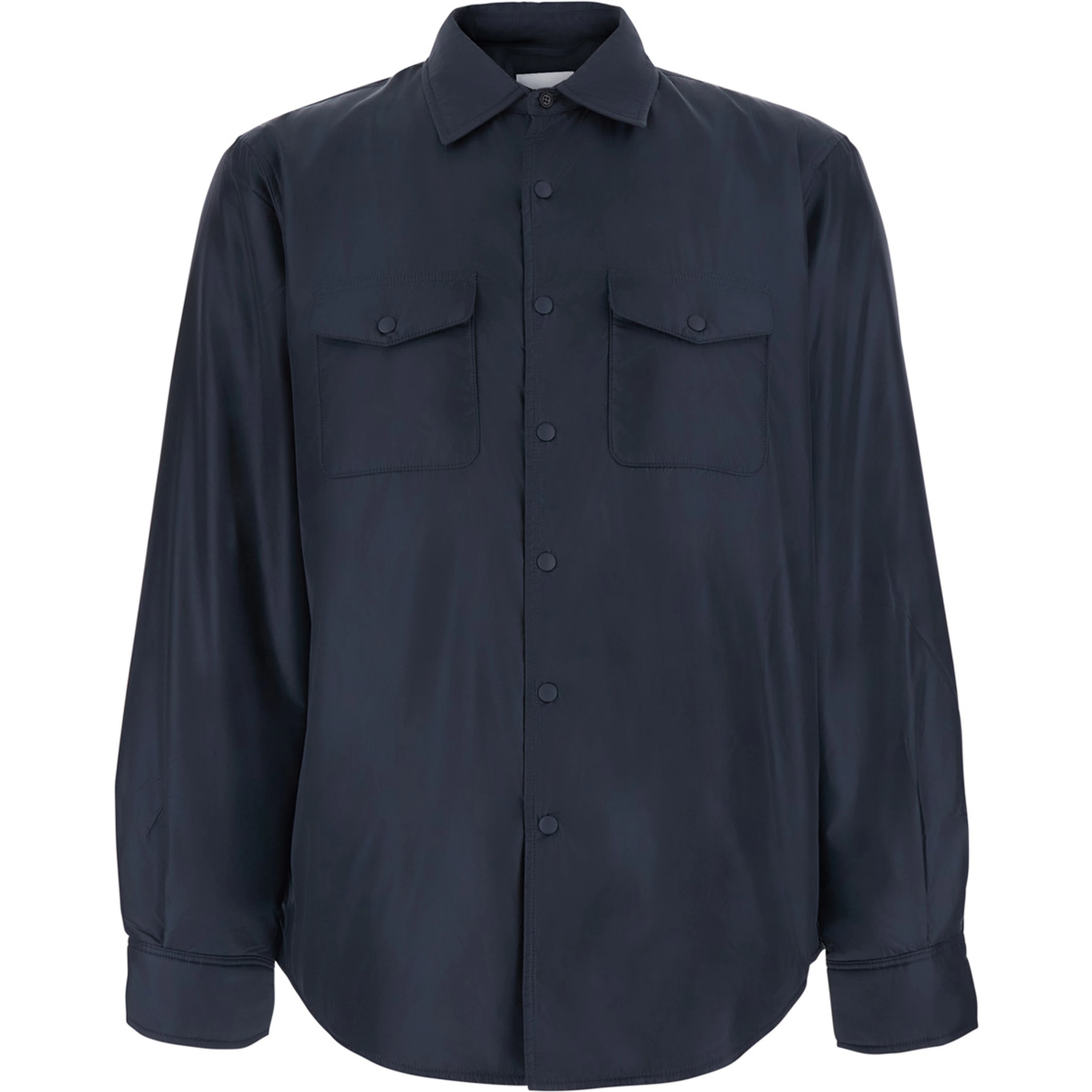 blue Jacket with pointed collar and button closure in Tech Fabric men
