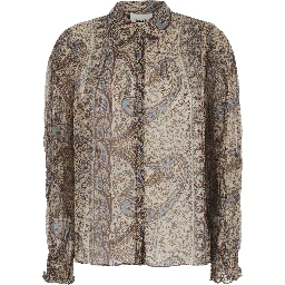 multicolor shirt with classic collar and all-over paisley print in viscose Women