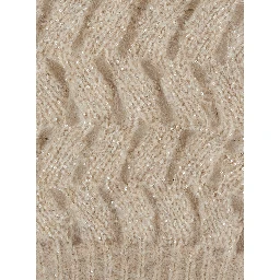 White Crewneck sweater with cable knit design in Blend wool for women