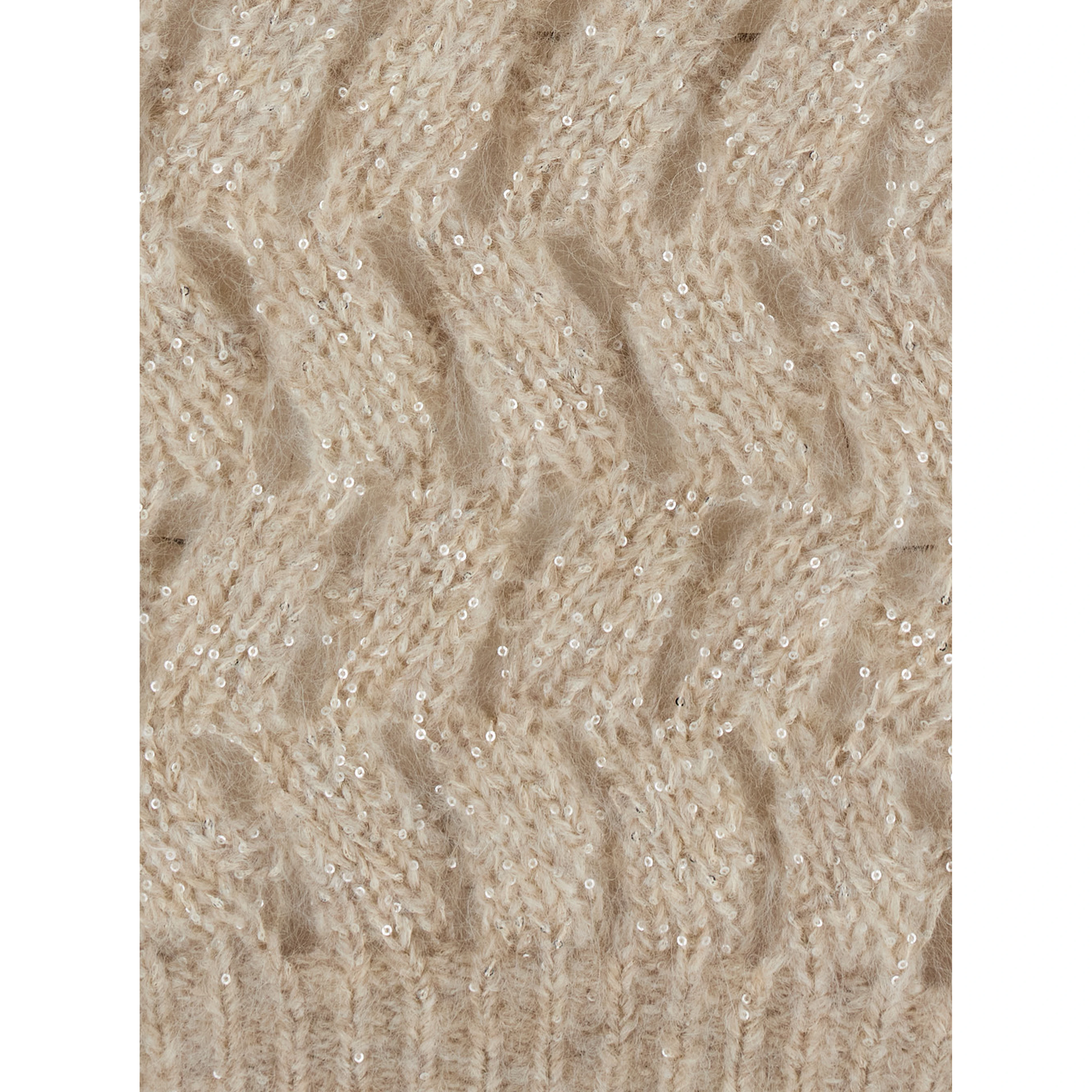 White Crewneck sweater with cable knit design in Blend wool for women
