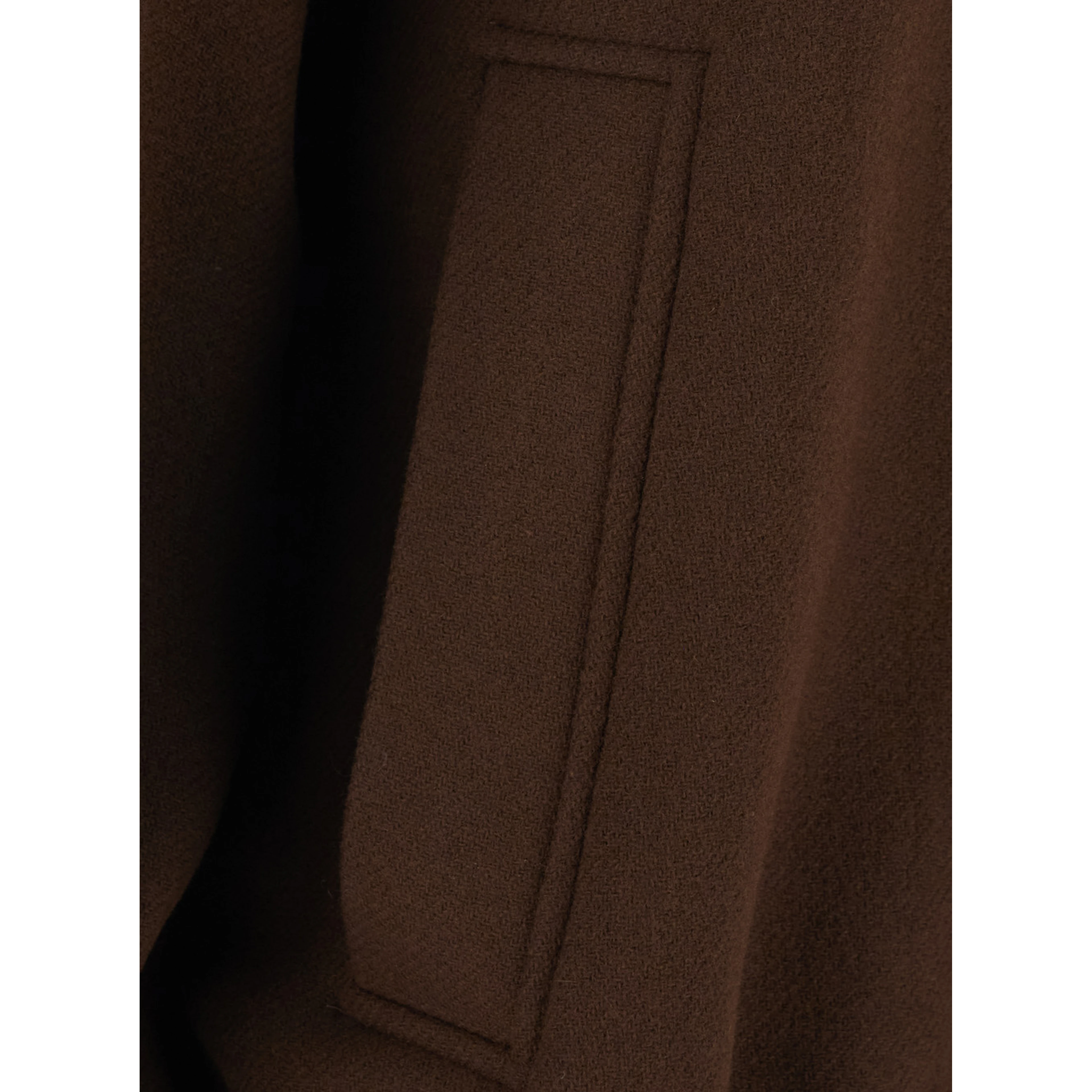 Brown High Collar Bomber with Dropped Shoulders in Wool Blend for Women