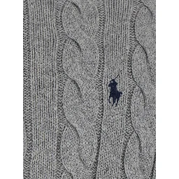 Gray Sweater with half zip on the front and Pony logo on the front in cotton for men
