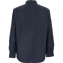 blue Jacket with pointed collar and button closure in Tech Fabric men