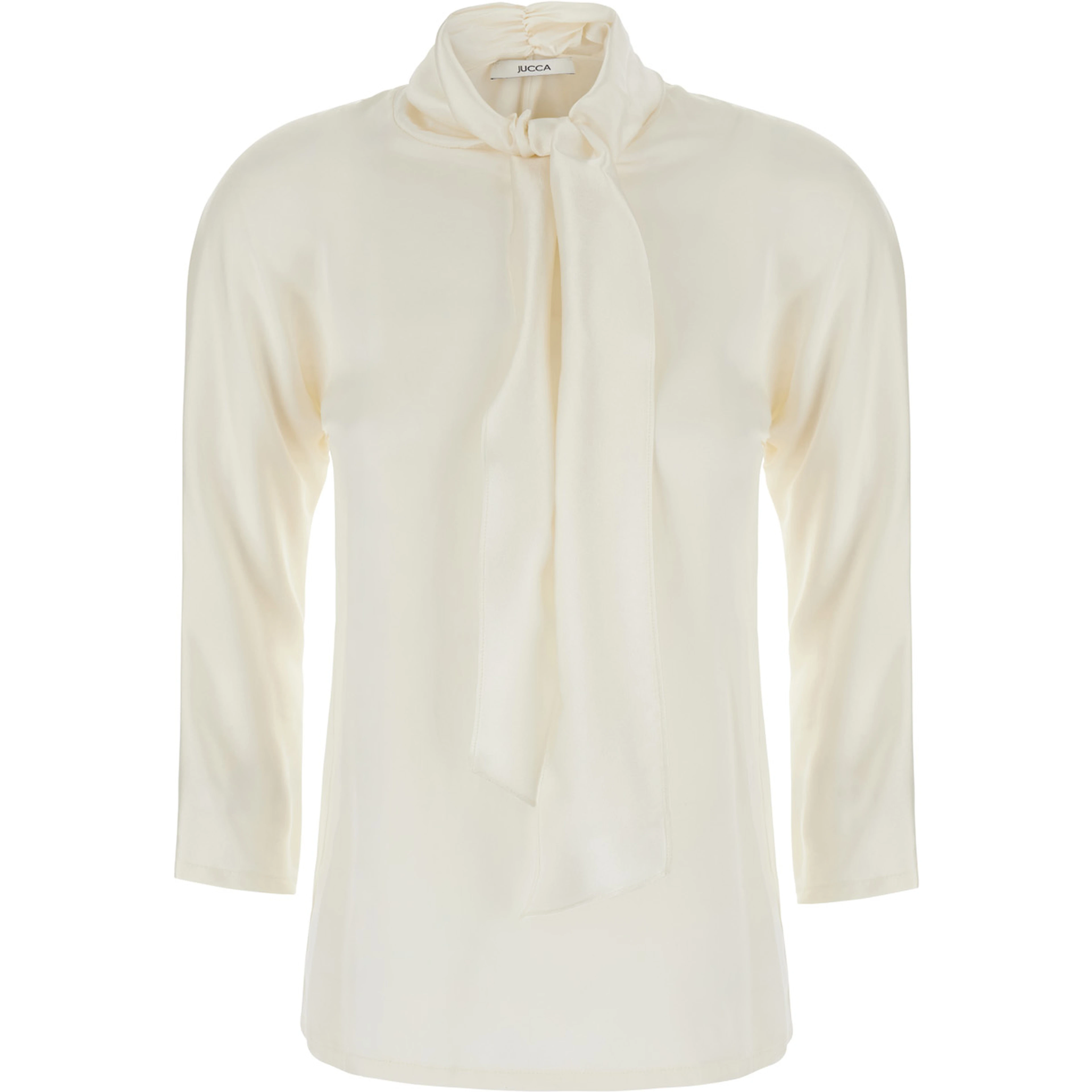 White Top with Bow Detail on the Neck in Silk for Women
