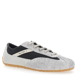 Boxe Gray low top sneakers with Bicolor Details and Logo Lettering on the Side in Suede for Men
