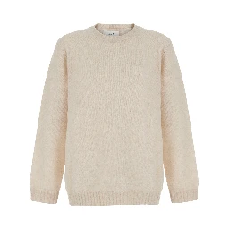 Lee White Crew Neck Sweater with Long Sleeves in Wool for Men