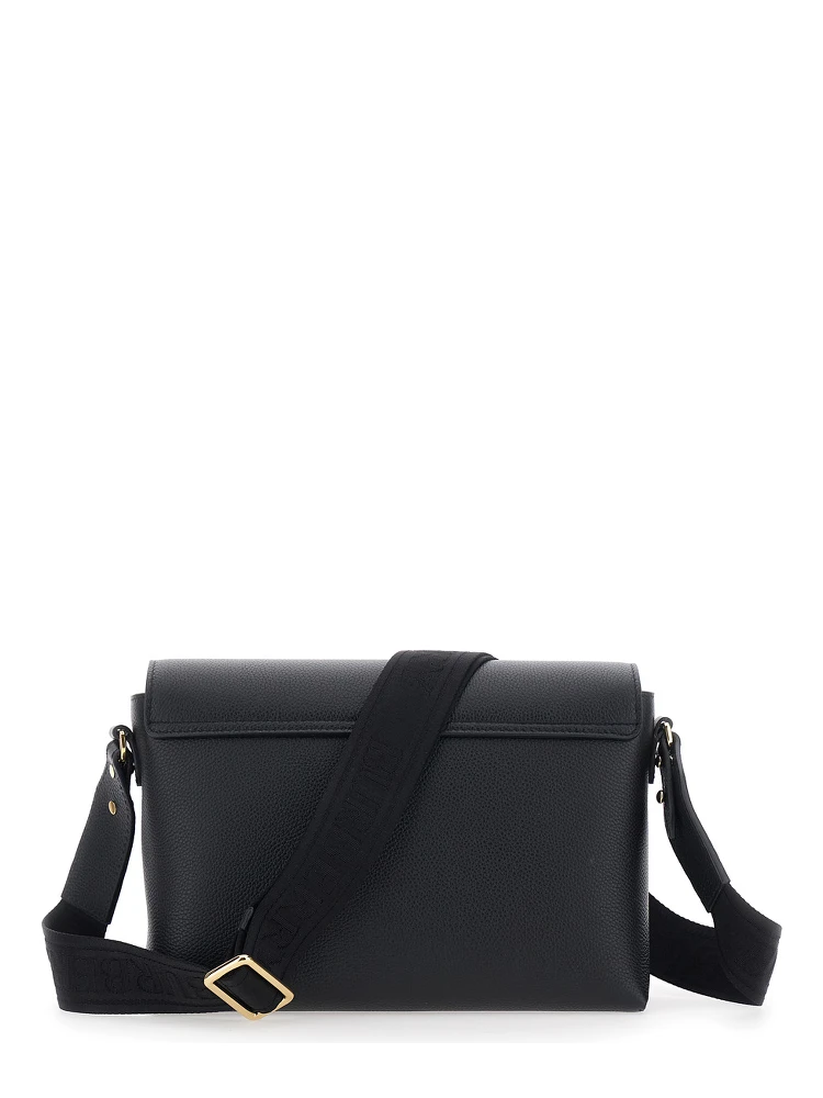 Note Black Crossbody bag with Adjustable Strap with Logo lettering and Check Detail on Front in Leather Women alternative