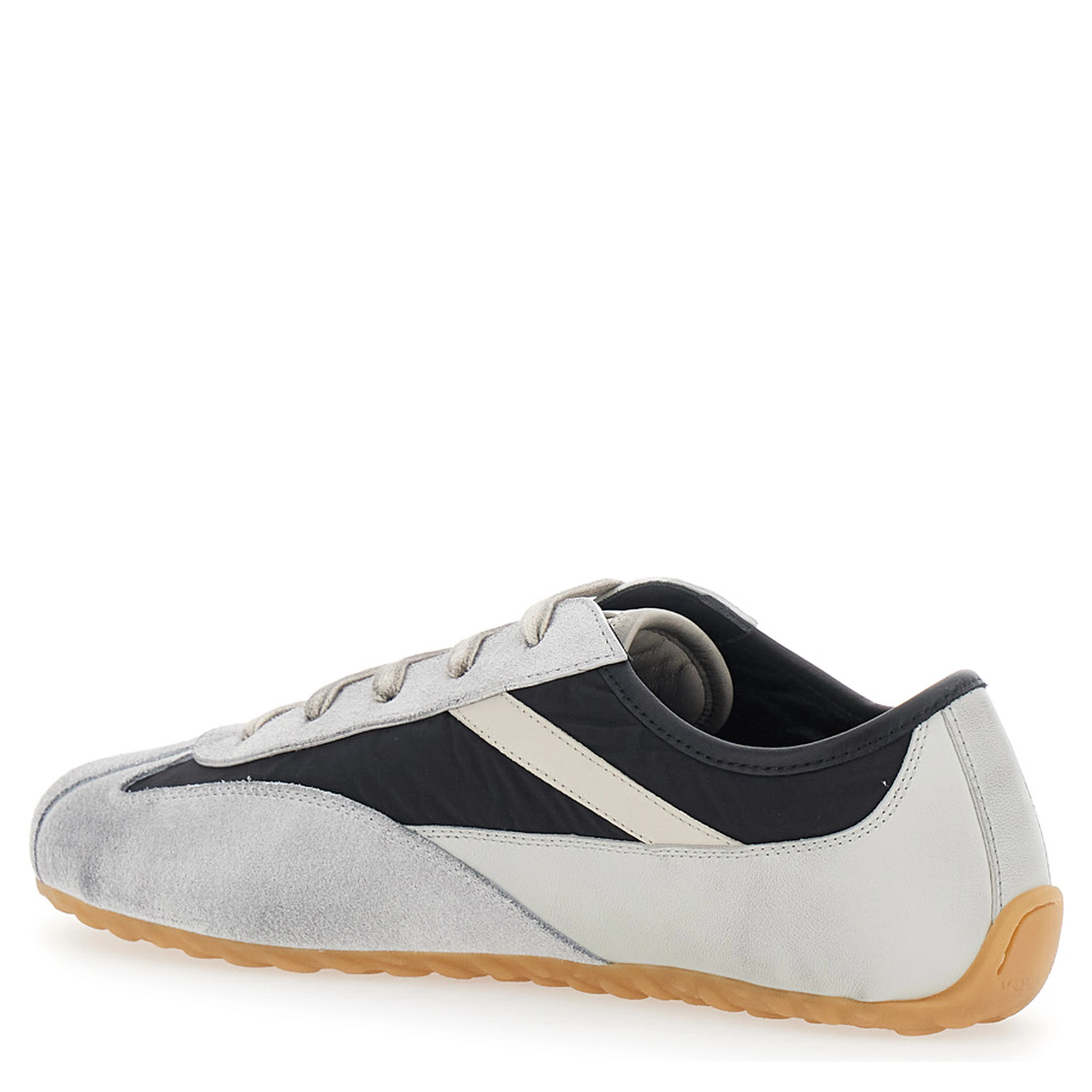 Boxe Gray low top sneakers with Bicolor Details and Logo Lettering on the Side in Suede for Men