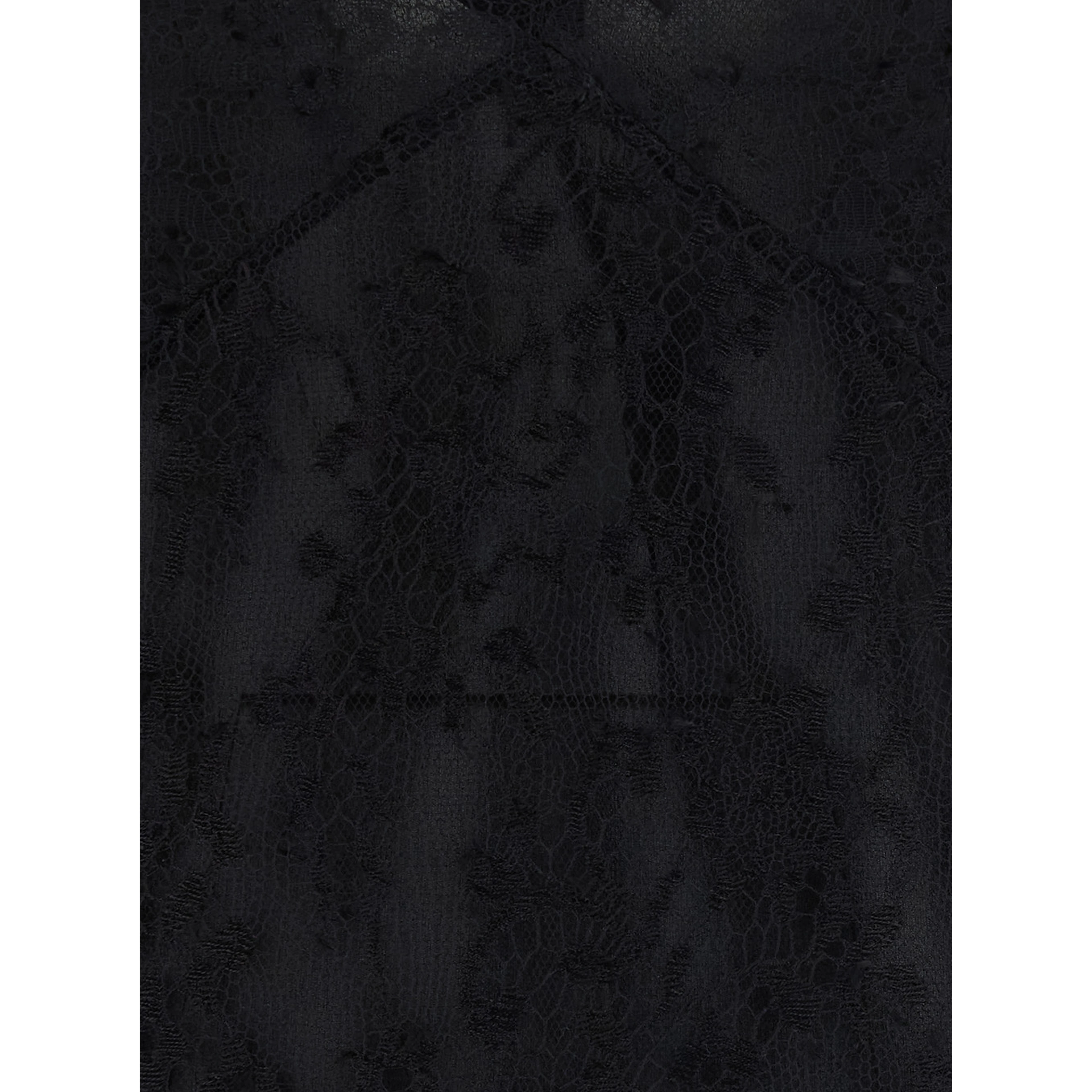 Black Sleeveless Dress with Lace Embroidery in Silk for Women