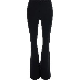 Black Flared Leg Pants with Logo lettering on the Back in Stretch Viscose for Women
