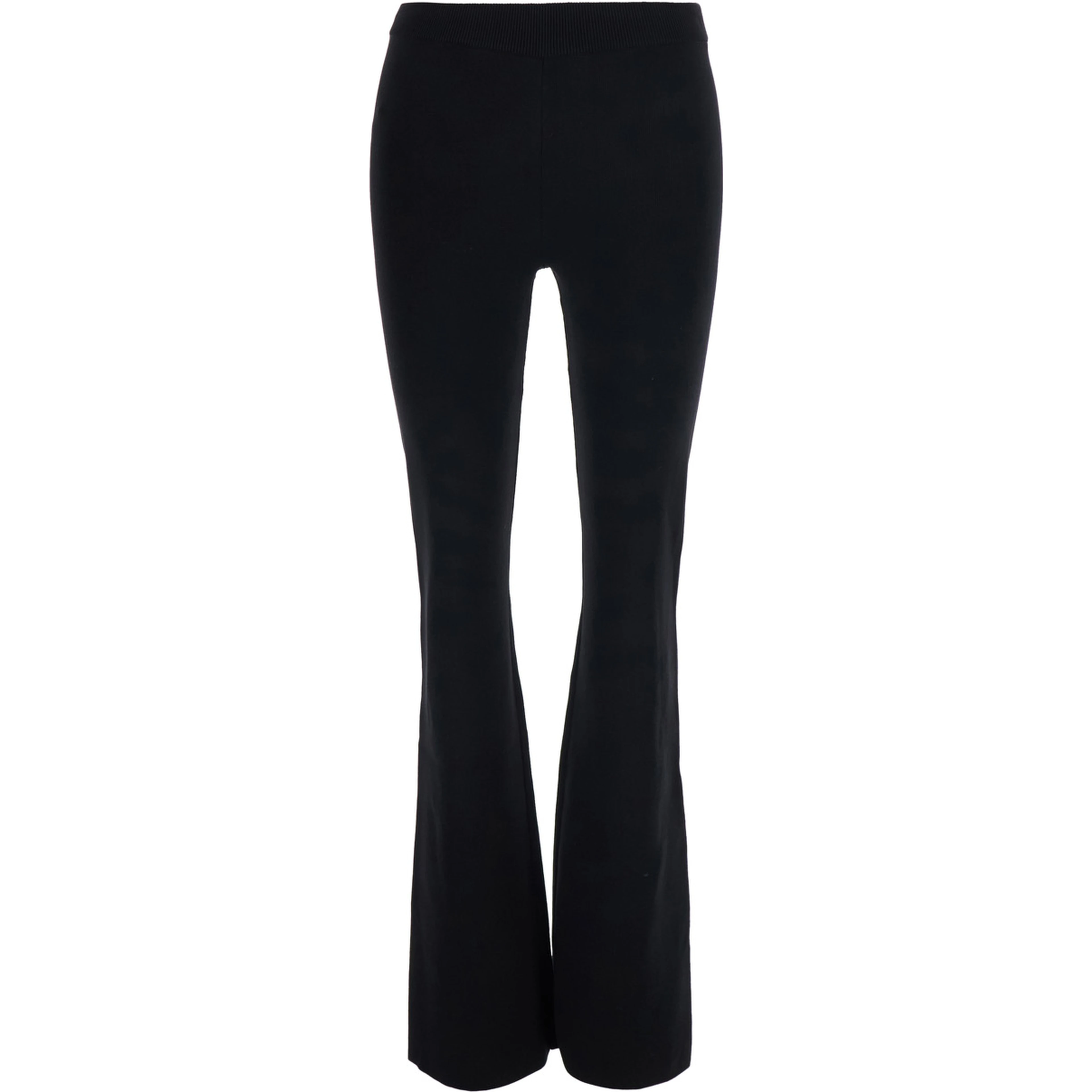 Black Flared Leg Pants with Logo lettering on the Back in Stretch Viscose for Women