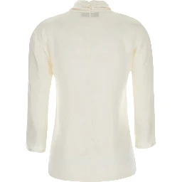 White Top with Bow Detail on the Neck in Silk for Women