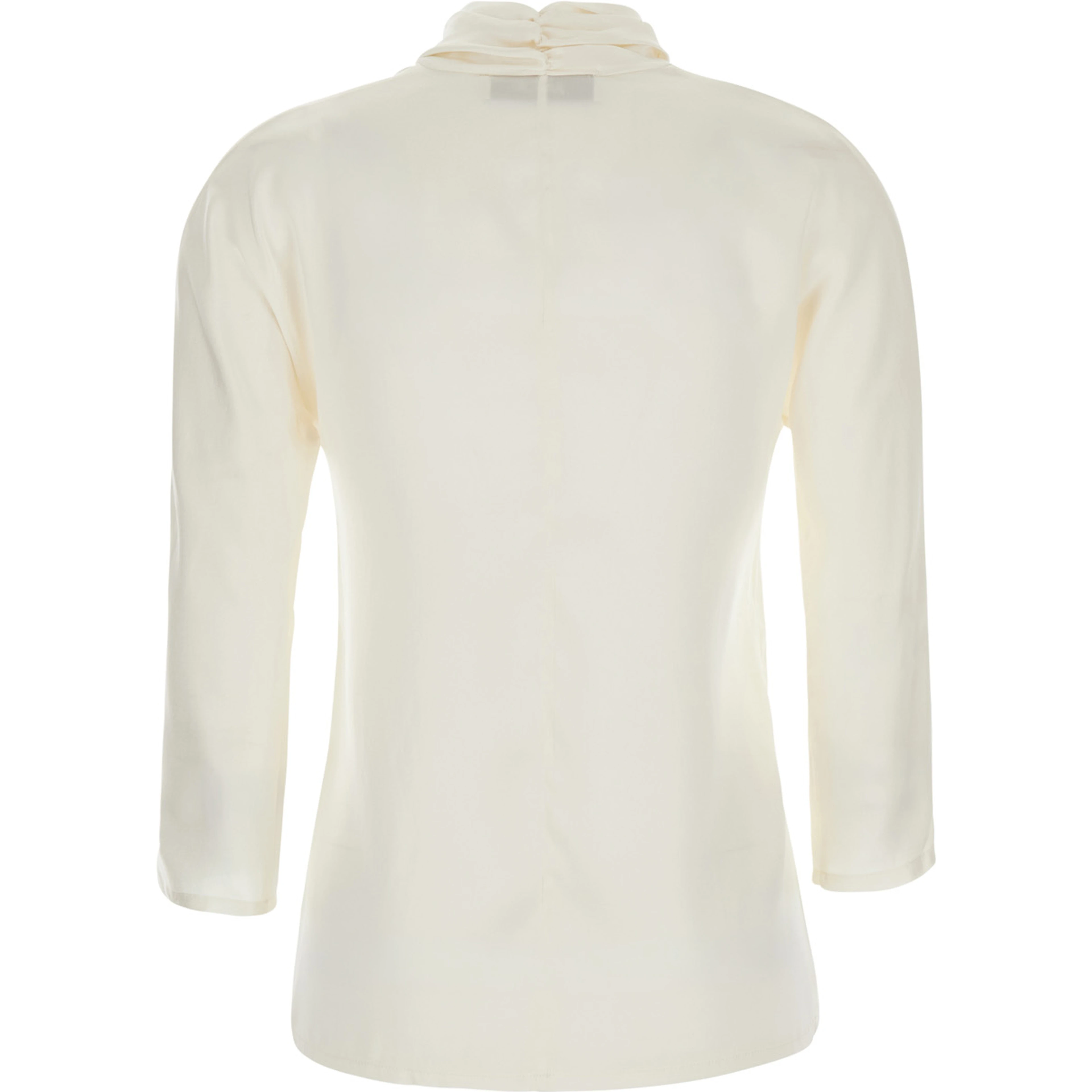 White Top with Bow Detail on the Neck in Silk for Women
