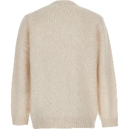 Lee White Crew Neck Sweater with Long Sleeves in Wool for Men