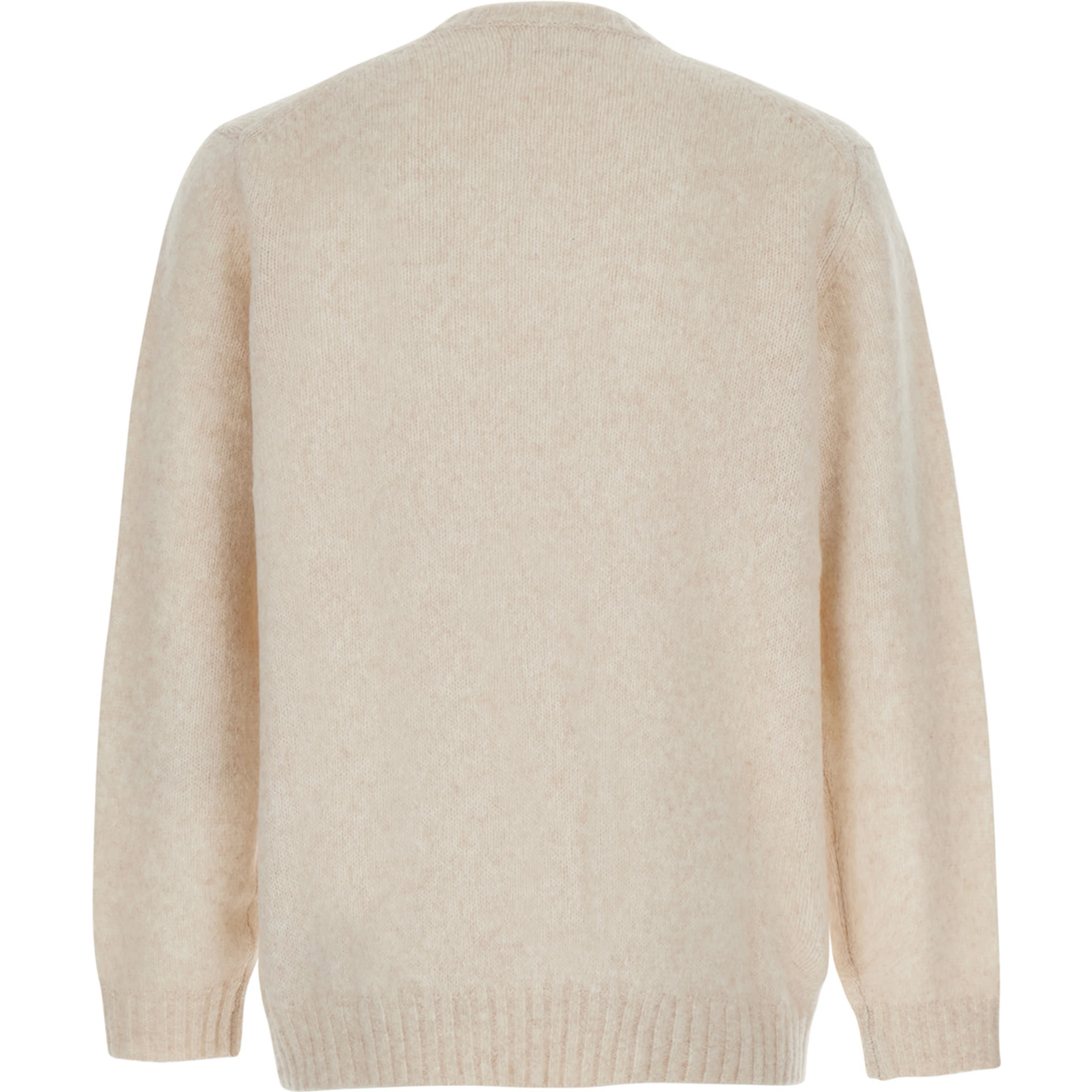 Lee White Crew Neck Sweater with Long Sleeves in Wool for Men
