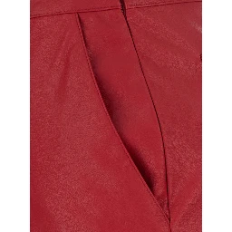Red Skirt with single slit at the back and hidden zip closure on the side in ecoleather for women