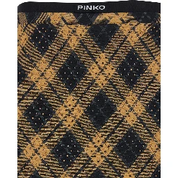 Gusana Yellow Skirt with logo lettering at the waist and Check motif all-over in viscose for women