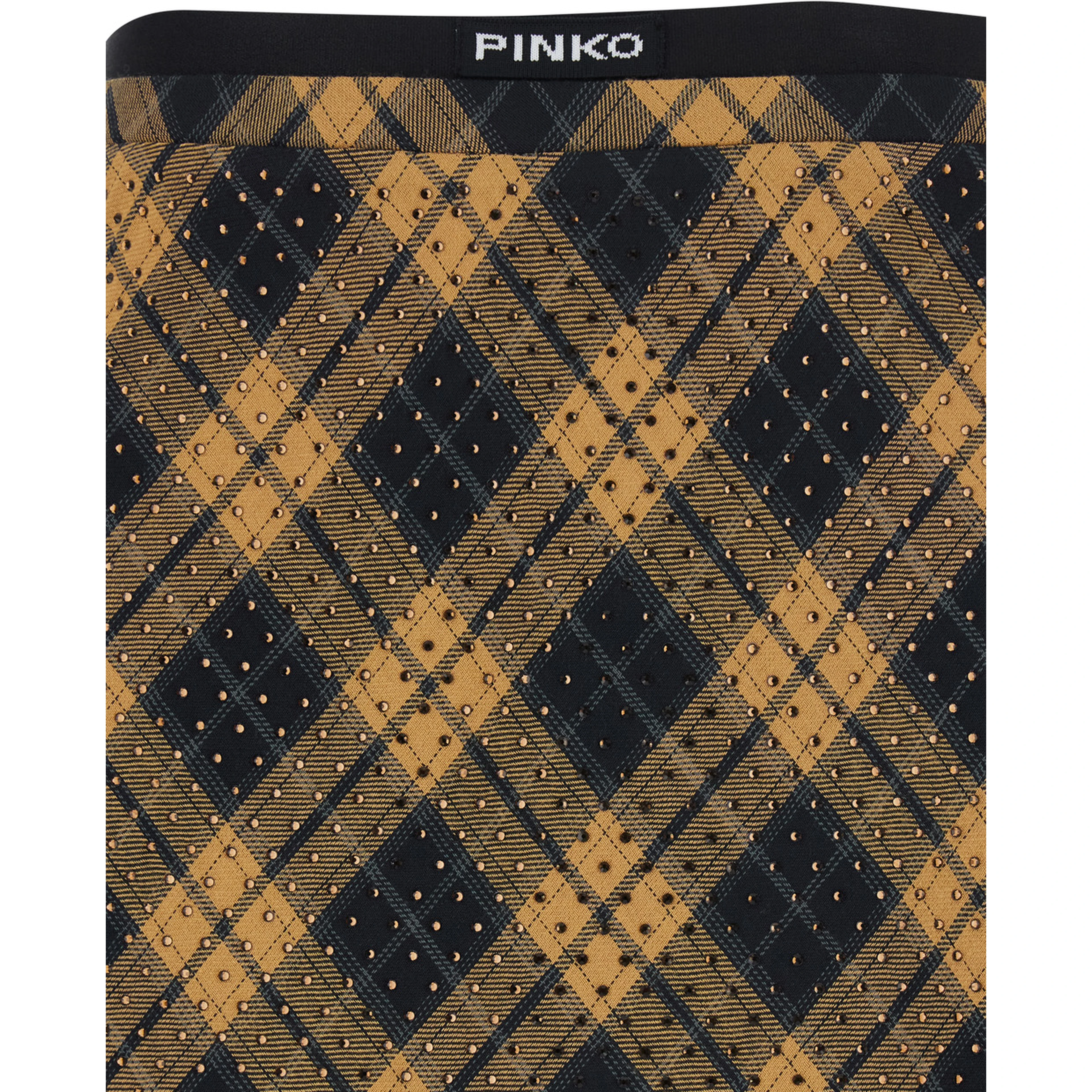 Gusana Yellow Skirt with logo lettering at the waist and Check motif all-over in viscose for women