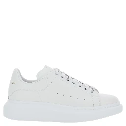 Low Top Sneaker Alexander McQueen with logo lettering on tongue and heel in white leather for men