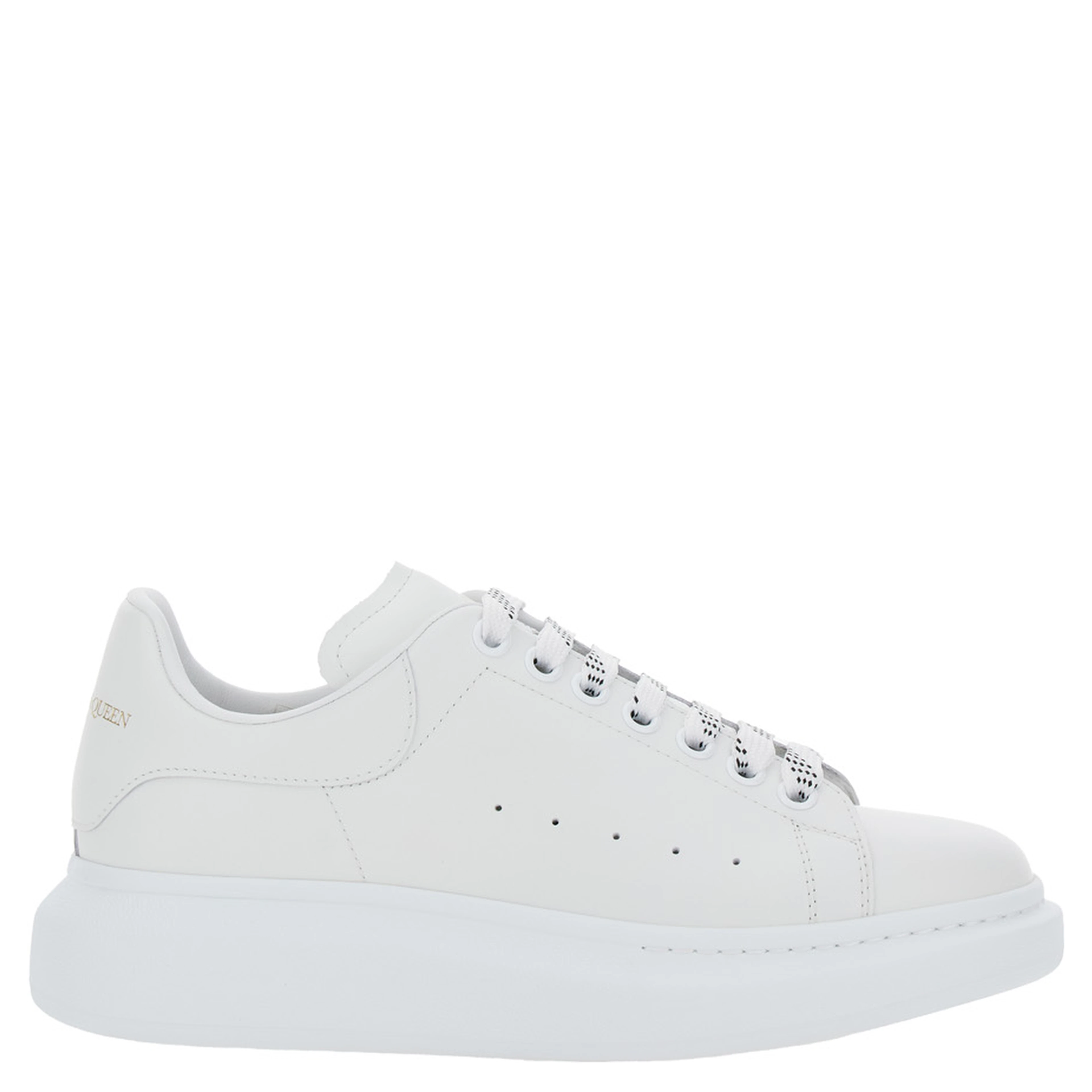 Low Top Sneaker Alexander McQueen with logo lettering on tongue and heel in white leather for men