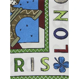 Blue Square silk scarf with multicolor print for women