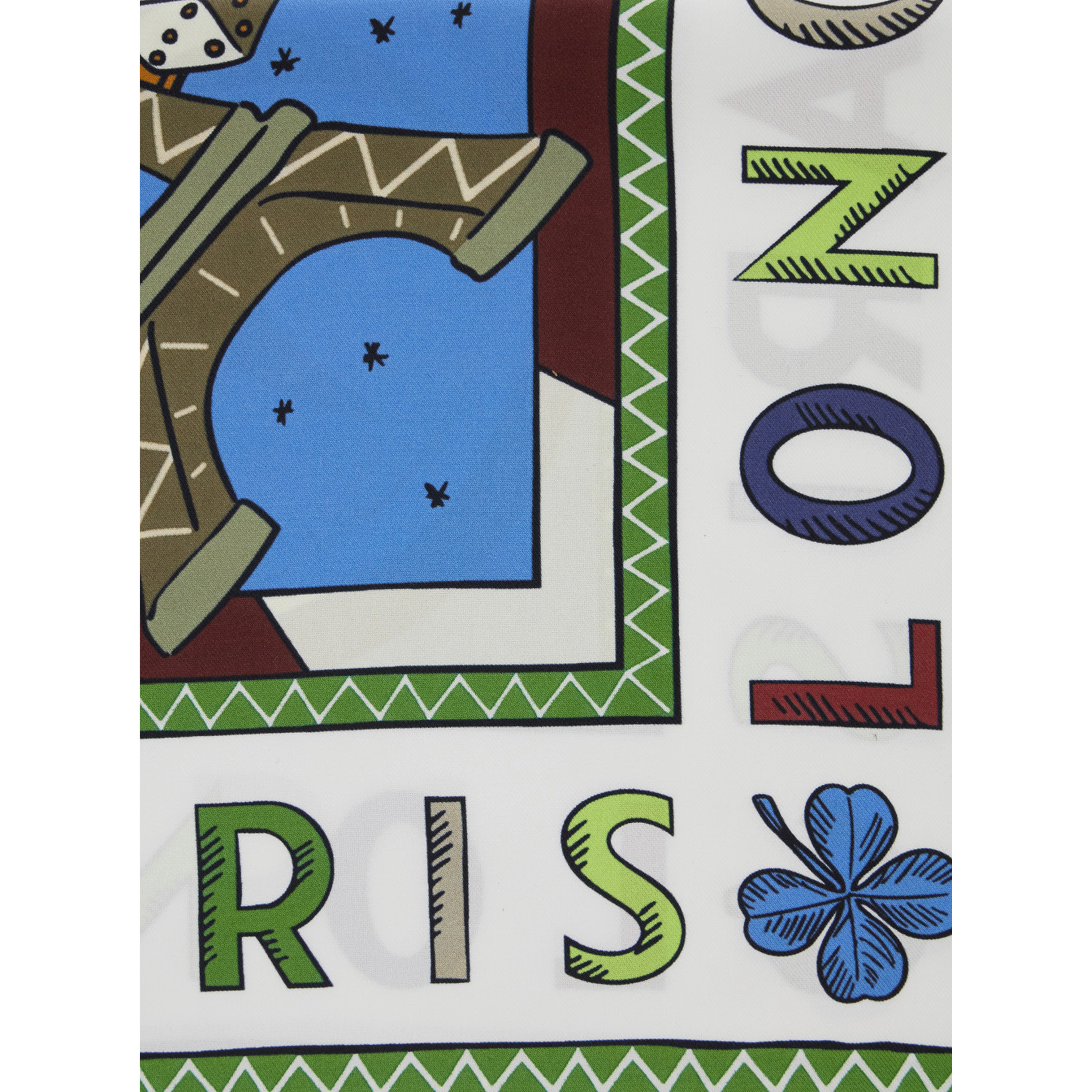 Blue Square silk scarf with multicolor print for women