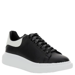 Low Top Sneaker with logo lettering on the tongue in Black Leather for Men