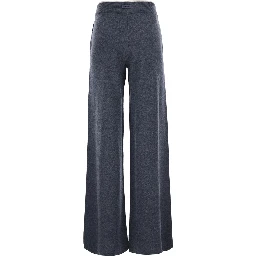 Gray pants with elasticated waist and logo patch on the back in wool and cashmere for women