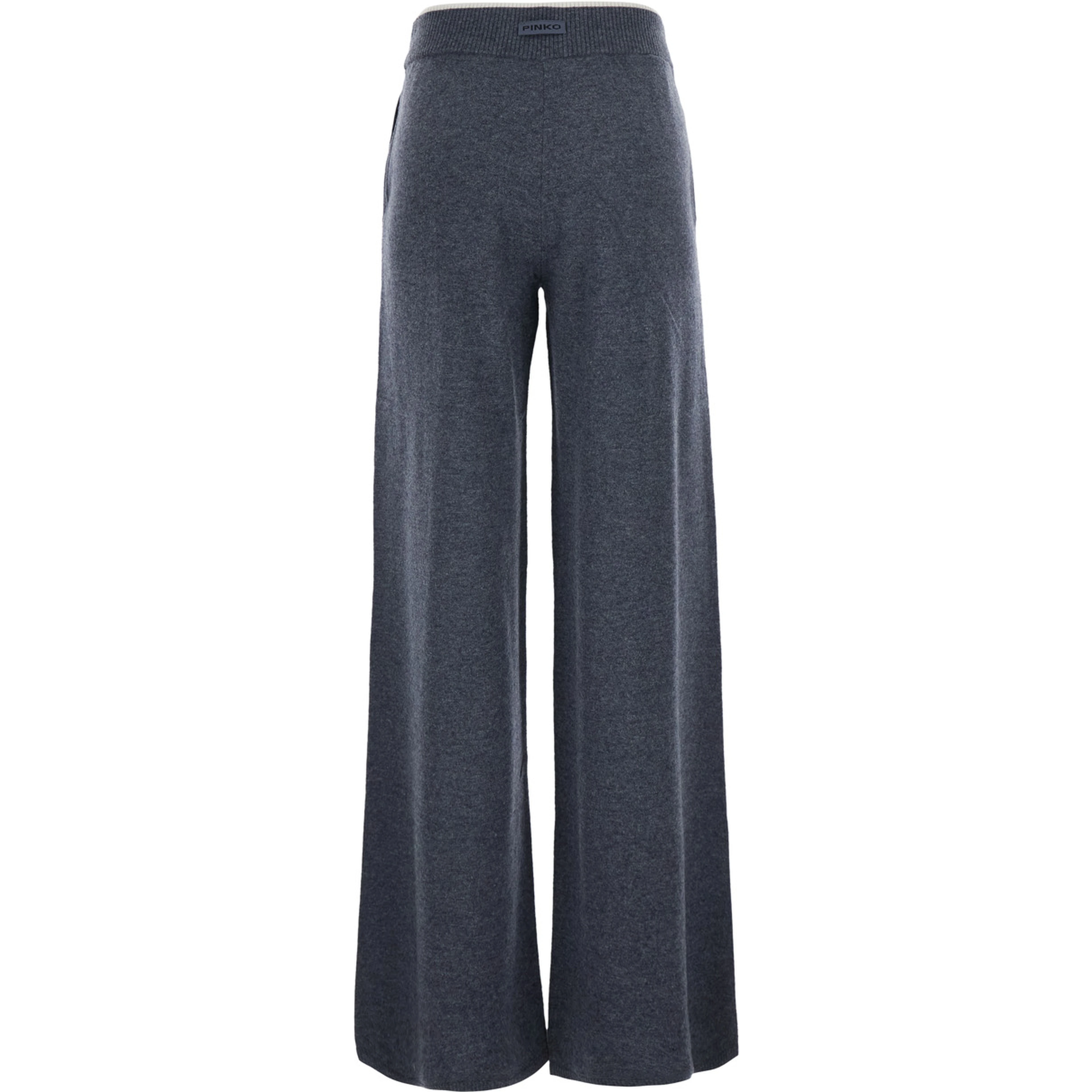 Gray pants with elasticated waist and logo patch on the back in wool and cashmere for women