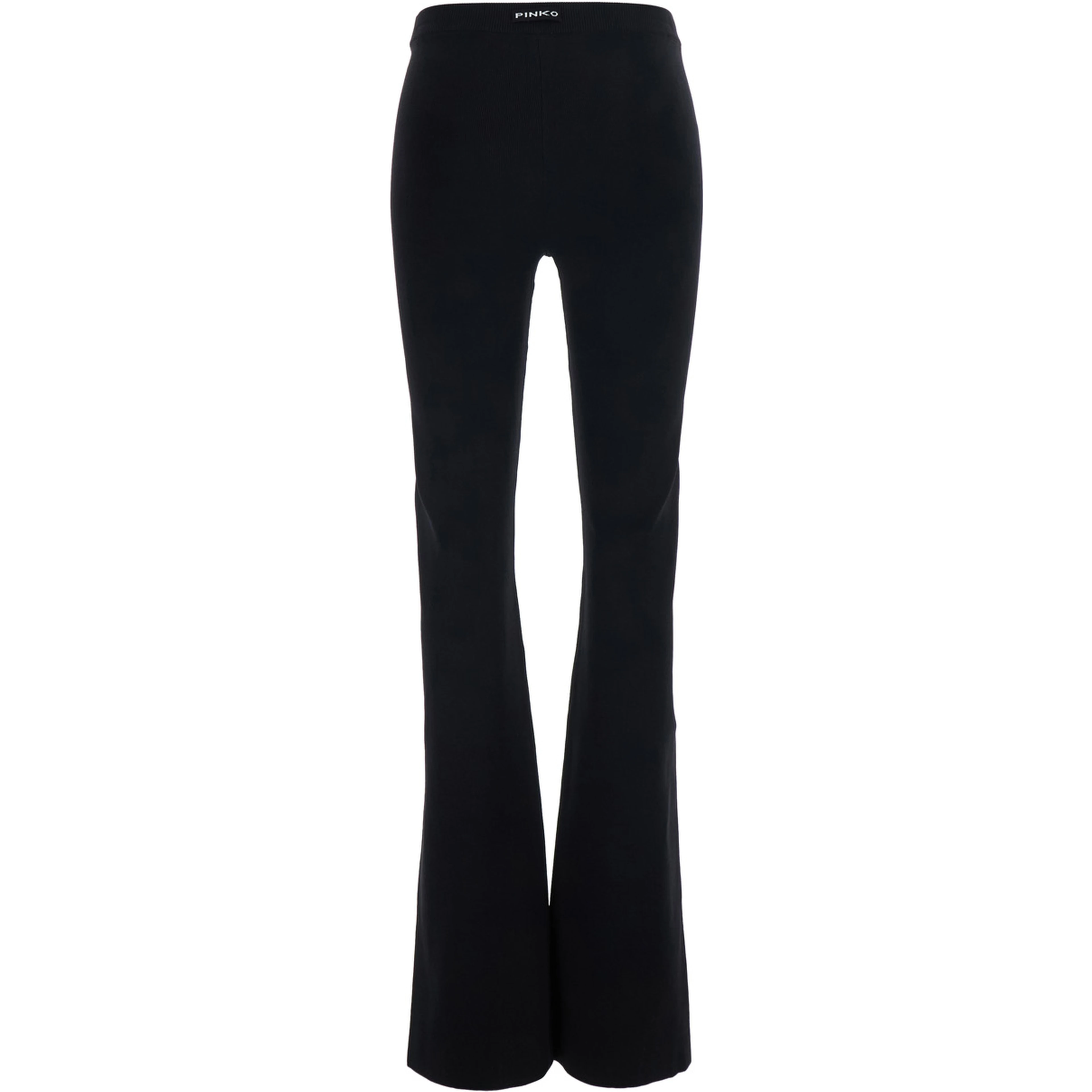 Black Flared Leg Pants with Logo lettering on the Back in Stretch Viscose for Women