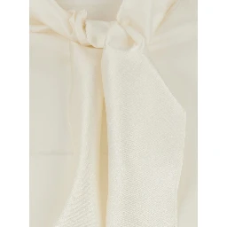 White Top with Bow Detail on the Neck in Silk for Women